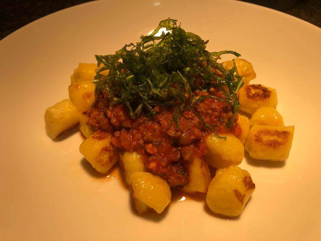 carne de sol com gnocchi de aipim